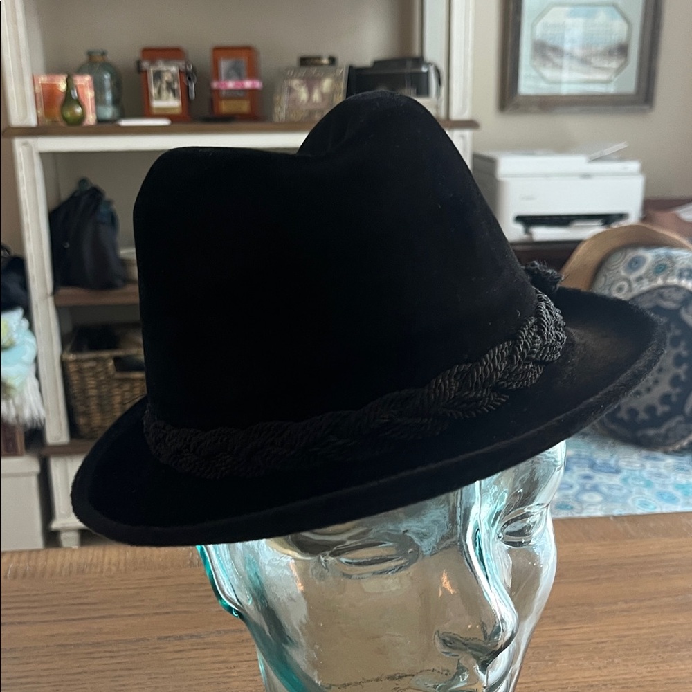 Black Fedora Hat with Braided Band